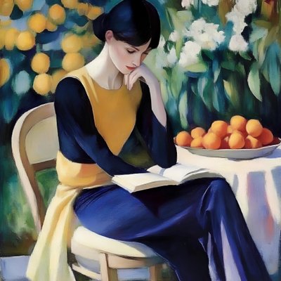 Lecture dans un jardin paisible - Avanesova Elena