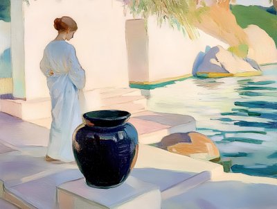 Vase bleu « Femme sereine » - Avanesova Elena