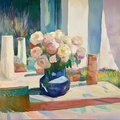Fleurs à la fenêtre ensoleillée - Avanesova Elena
