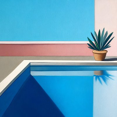 Bleus tranquilles au bord de la piscine - Avanesova Elena