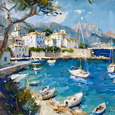 Un port méditerranéen plein de vie - Avanesova Elena