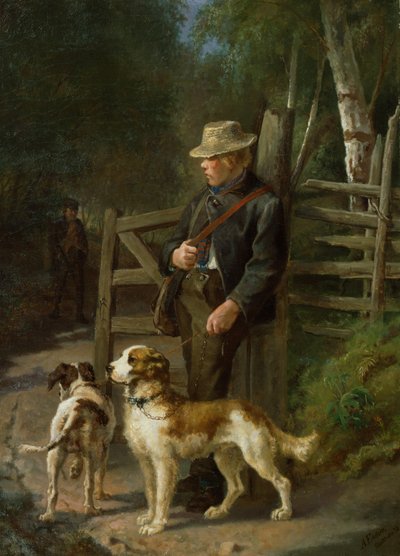 Garçon avec des chiens de chasse - Axel Hjalmar Ender