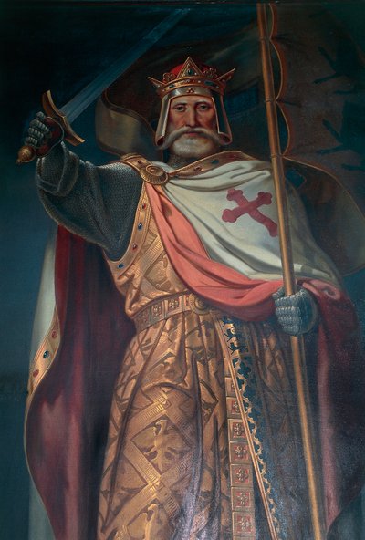 République tchèque, Bohême du Sud, Château de Rozmberk, croisé, fresque par B. Strobl, détail - B. Strobl