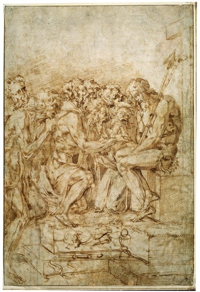 Christ avec des symboles de la Passion entouré de sept figures - Baccio Bandinelli