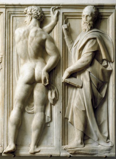 Prophète et Ignudo Bas-relief en marbre par Baccio Bandinelli - Baccio Bandinelli