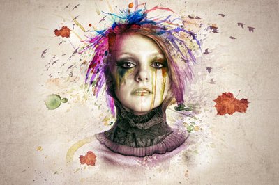 Portrait à la peinture colorée - Baden Bowen