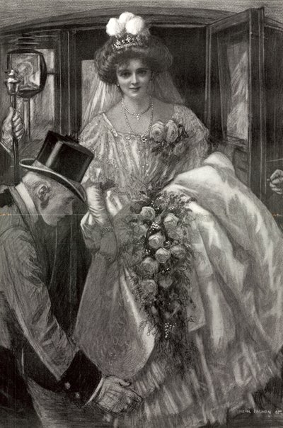 Débutante descendant de sa voiture pour être reçue à la cour - Balliol (after) Salmon