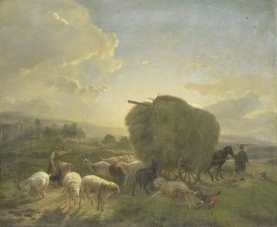 Paysage avec moutons et charrette de foin - Balthasar Paul Ommeganck