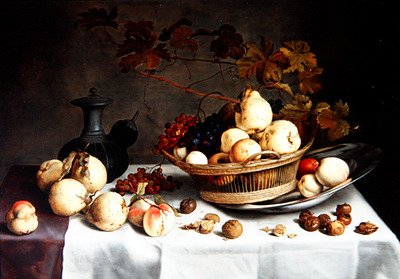 Nature Morte de Coings dans un Panier, autres Fruits et Objets - Balthasar van der Ast