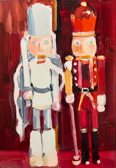 casse-noix, 2024, huile sur carton - Barbara Hoogeweegen