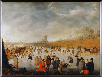 Scène de patinage à Kampen - Ice-scating at Kampen ... - Barent Avercamp