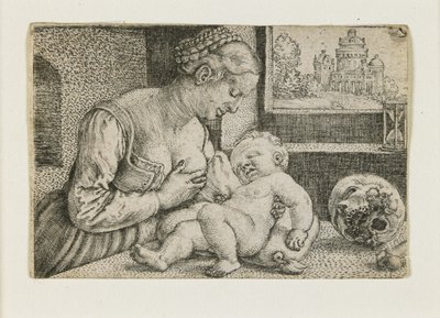 Mère et Enfant avec Crâne et Sablier, c. 1528-1530 - Barthel Beham