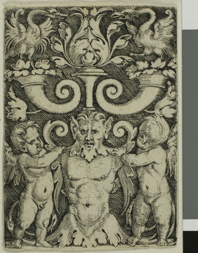 Ornement avec un demi-longueur masculin entre deux génies - Barthel Beham