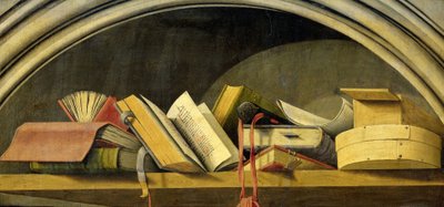 Nature morte avec livres dans une niche - Barthelemy d