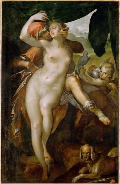 Vénus et Adonis, vers 1595 (peinture sur toile) - Bartholomaeus Spranger