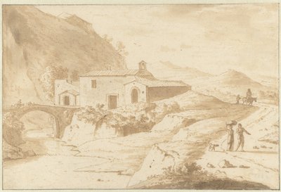 Paysage vallonné avec une chapelle près d