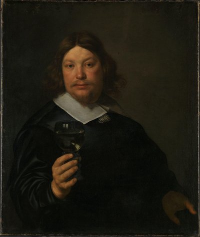 Norvégien Bokmål :  Mann med rhinskvinglass Homme tenant un verre de vin - Bartholomeus van der Helst