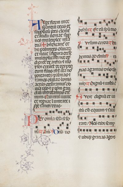 Missale: Fol. 111v, contient de la musique dans le cadre de la liturgie du dimanche des Rameaux, 1469 - Bartolomeo Caporali