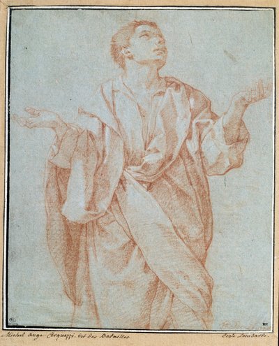 Homme drapé, bras ouverts, yeux levés au ciel, tête inclinée - Bartolomeo Cesi