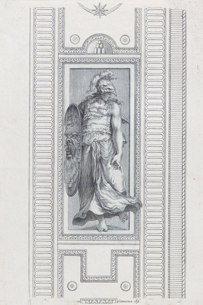 Planche 15 : figure mythologique portant un casque et tenant un bouclier - Bartolomeo Crivellari