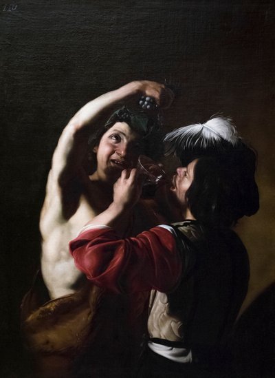 Bacchus et un buveur - Bartolomeo Manfredi