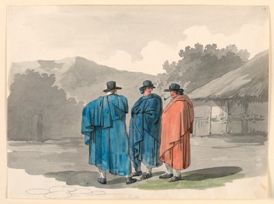 Un groupe de trois paysans dans un village - Bartolomeo Pinelli