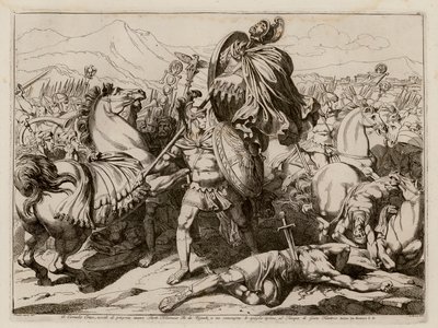 Aulus Cornelius Cossus tuant Lars Tolumnius au combat, 437 av. J.-C. (gravure) - Bartolomeo Pinelli