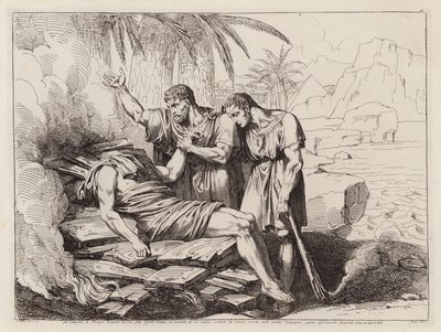 Brûlage du corps décapité de Pompée (eau-forte) - Bartolomeo Pinelli