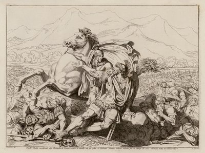 Mort de Lucius Aemilius Paullus à la bataille de Cannae, 216 av. J.-C. (gravure) - Bartolomeo Pinelli