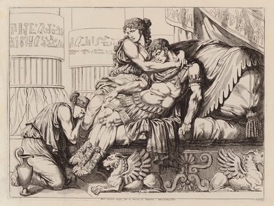 Mort de Marc Antoine dans les bras de Cléopâtre, 30 av. J.-C. (eau-forte) - Bartolomeo Pinelli