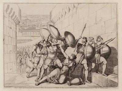 Mort de Tarpeia (eau-forte) - Bartolomeo Pinelli