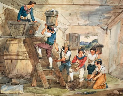 Vendangeurs apportant des raisins au pressoir - Bartolomeo Pinelli