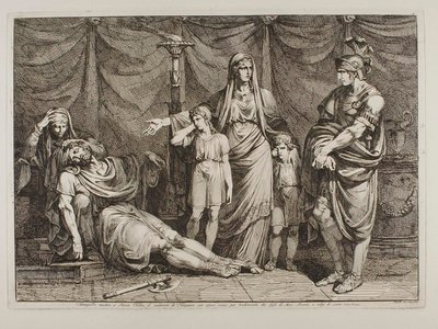 Tanaquilla montre le cadavre de Tarquinio à Servius Tullius - Bartolomeo Pinelli