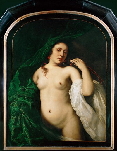 Femme nue soulevant un rideau (peinture sur toile) - Bartolomeus van der Helst