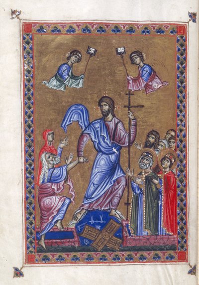 Egerton 1139, f.9v Descente aux enfers, illustration du 