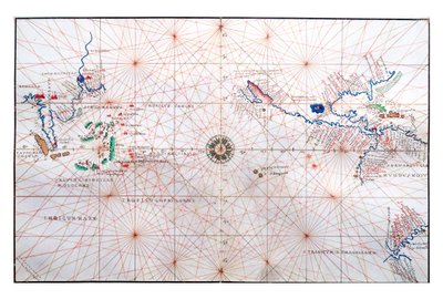 Carte de navigation montrant la Chine, Ceylan et les Philippines et les tropiques du Cancer et du Capricorne, vers 1540 - Battista Agnese