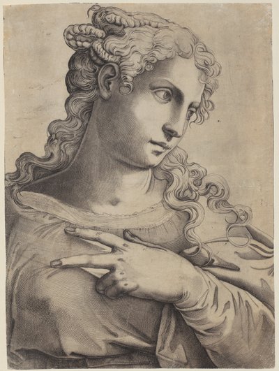 Junge Frau, nach rechts blickend - Battista Franco