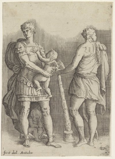 Persée avec deux putti et Hercule, vu de dos - Battista Franco