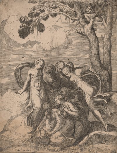 La découverte de Moïse, 1540s - Battista del Moro
