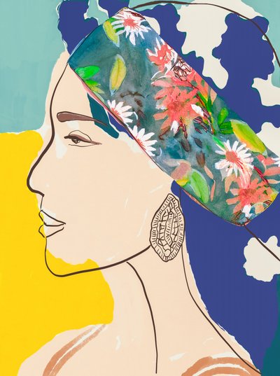 Femme au foulard à fleurs - Beate Tubach
