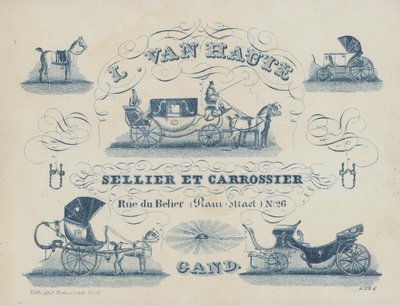 Publicité pour L van Haute, sellier et carrossier, Gand, Belgique - Belgian School
