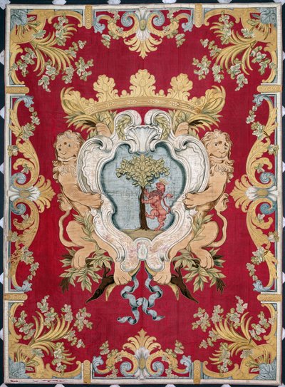 Blason de la noblesse avec un lion et un arbre. Tapisserie des manufactures de Bruxelles. 16ème siècle Gênes, Musei di Strada Nuova - Belgian School