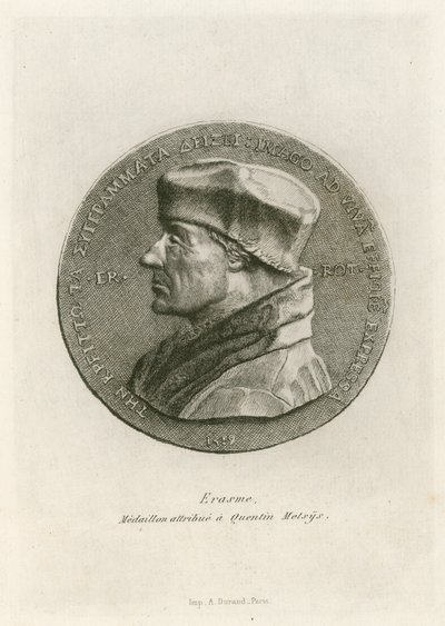 Érasme, médaillon attribué à Quentin Massys - Belgian School