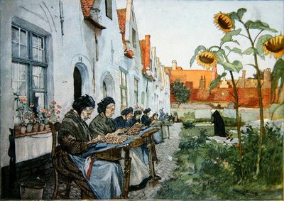 Dentellières dans le jardin d