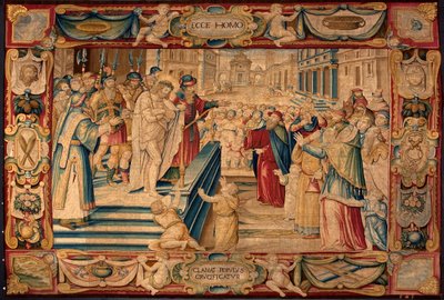 Passion du Christ : Jésus est présenté à la foule. Tapisserie des manufactures de Bruxelles. 16ème siècle, Gênes, Musei di Strada Nuova - Belgian School