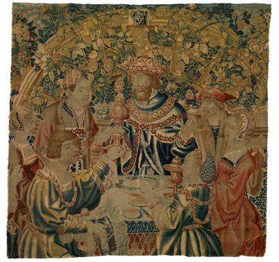 Tapisserie, Banquet avec Roi dans une Arcade, possiblement réalisée à Bruxelles, Belgique - Belgian School