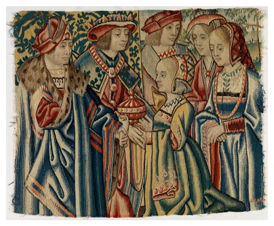 Fragment de tapisserie représentant le Mariage de Louis XII avec Jeanne, fille de Louis XI, de Bruxelles - Belgian School