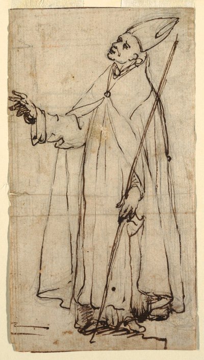 Dessin, évêque debout, vers 1620 - Belisario Corenzio