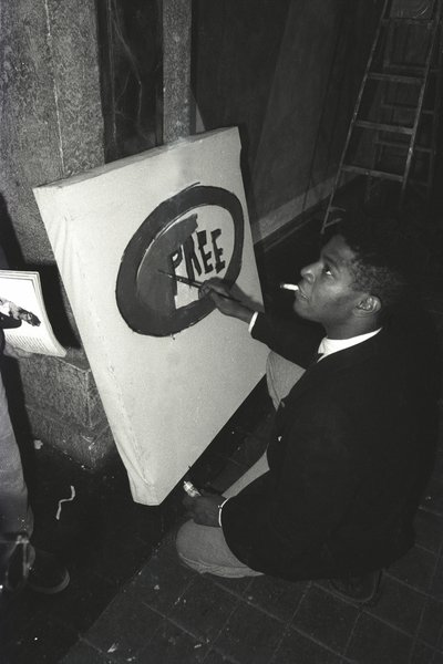Peinture de Jean-Michael Basquiat "Pree" chez Area, New York - Ben Buchanan