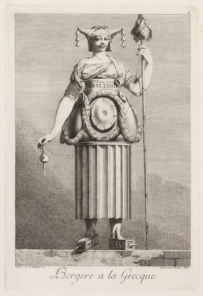 Mascarade à la Grecque : Bergère à la Grecque, Planche 4, 1771 - Benigno Bossi